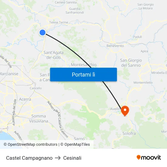 Castel Campagnano to Cesinali map