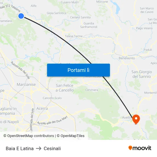 Baia E Latina to Cesinali map