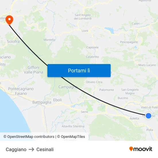 Caggiano to Cesinali map