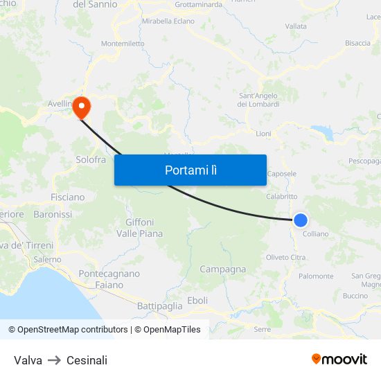 Valva to Cesinali map