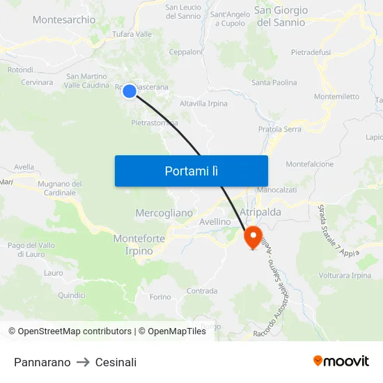 Pannarano to Cesinali map