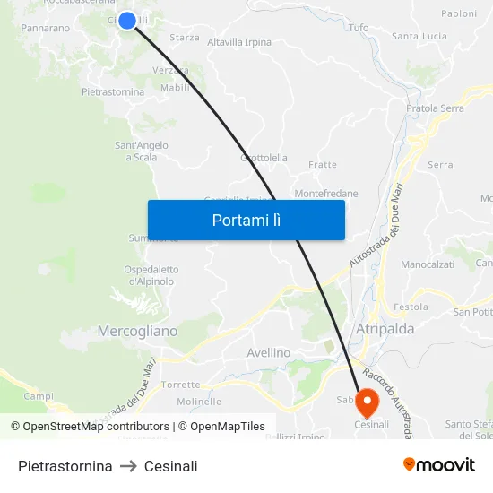 Pietrastornina to Cesinali map