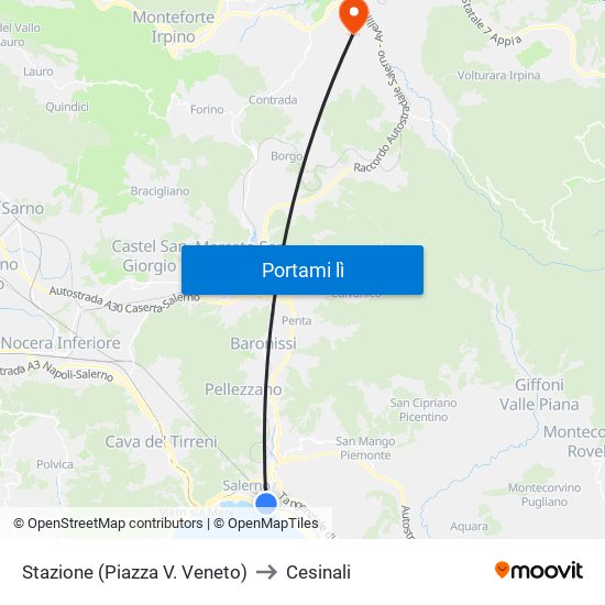 Stazione (Piazza V. Veneto) to Cesinali map