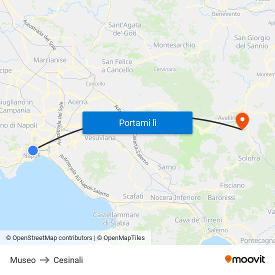Museo to Cesinali map