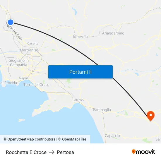 Rocchetta E Croce to Pertosa map