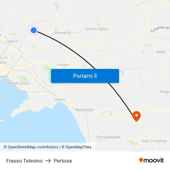 Frasso Telesino to Pertosa map