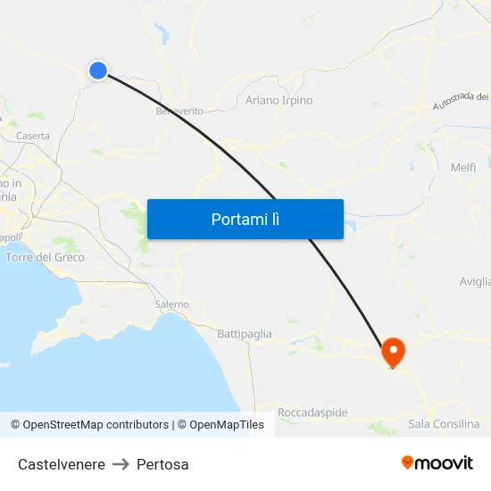 Castelvenere to Pertosa map