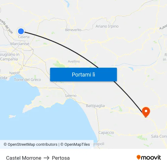 Castel Morrone to Pertosa map