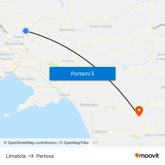 Limatola to Pertosa map