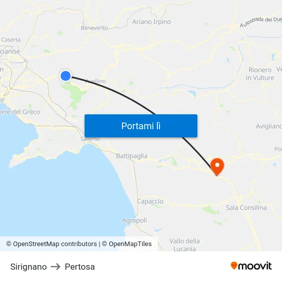 Sirignano to Pertosa map
