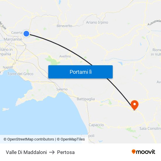 Valle Di Maddaloni to Pertosa map