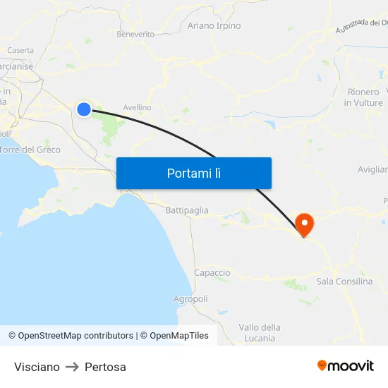 Visciano to Pertosa map