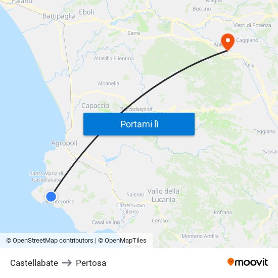 Castellabate to Pertosa map