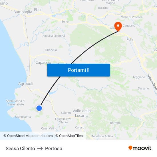 Sessa Cilento to Pertosa map