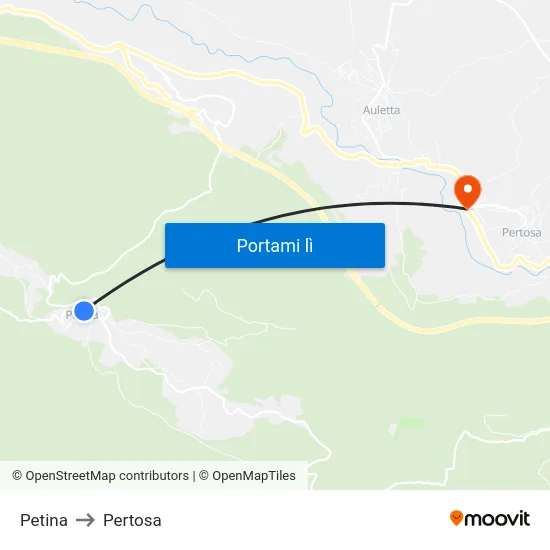 Petina to Pertosa map