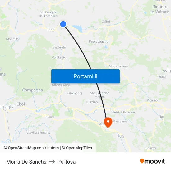 Morra De Sanctis to Pertosa map