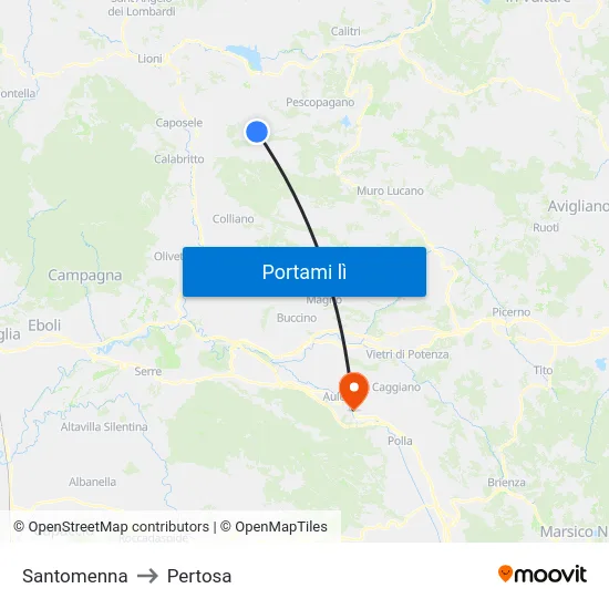 Santomenna to Pertosa map