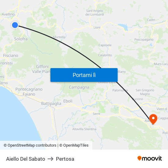 Aiello Del Sabato to Pertosa map