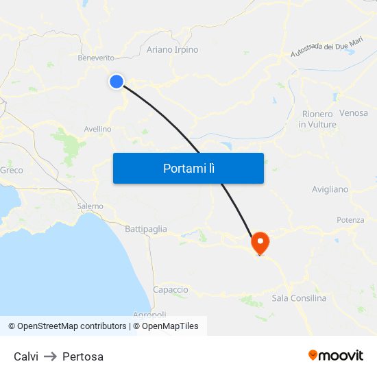 Calvi to Pertosa map
