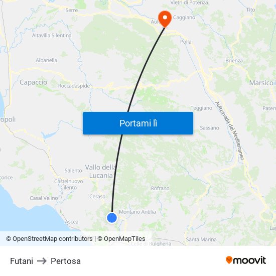 Futani to Pertosa map