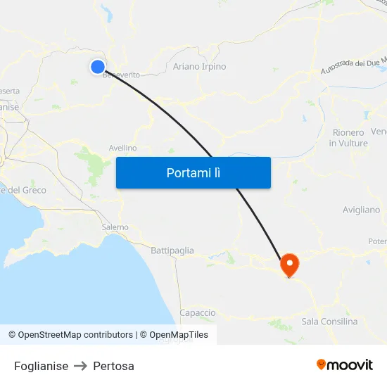 Foglianise to Pertosa map