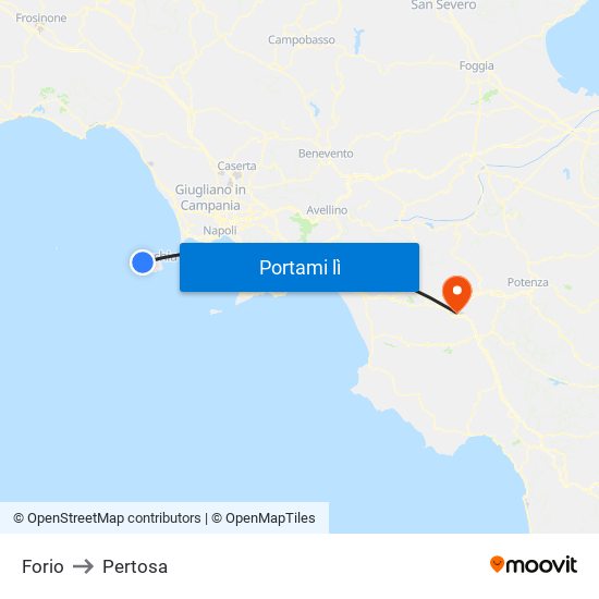 Forio to Pertosa map