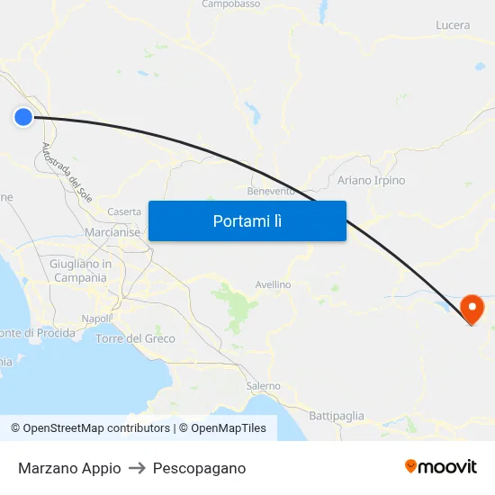 Marzano Appio to Pescopagano map