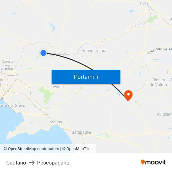 Cautano to Pescopagano map