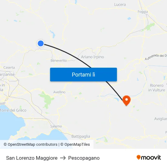 San Lorenzo Maggiore to Pescopagano map