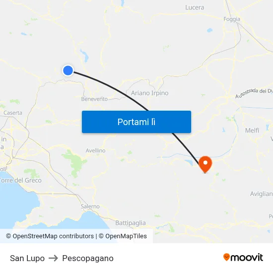 San Lupo to Pescopagano map