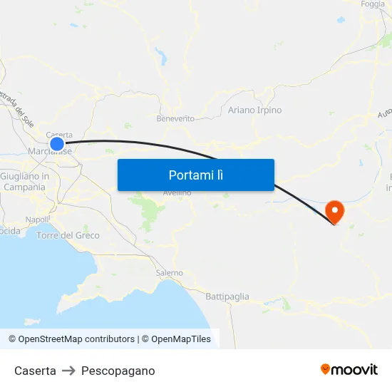 Caserta to Pescopagano map