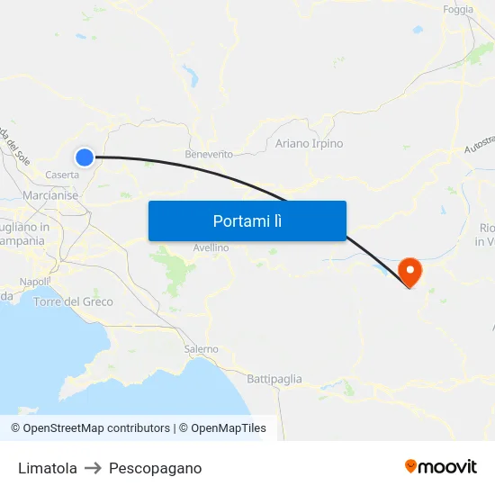 Limatola to Pescopagano map