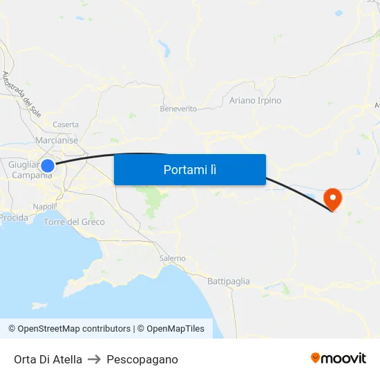 Orta Di Atella to Pescopagano map