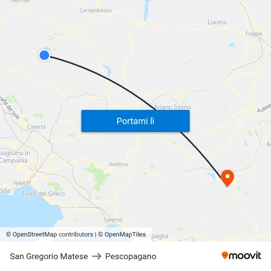 San Gregorio Matese to Pescopagano map