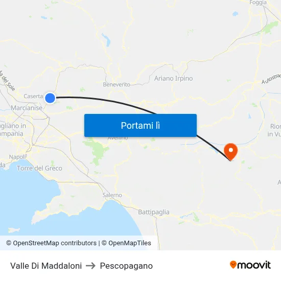 Valle Di Maddaloni to Pescopagano map