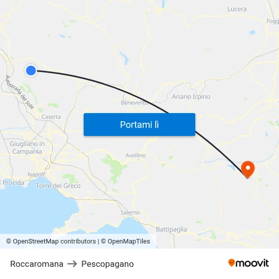 Roccaromana to Pescopagano map