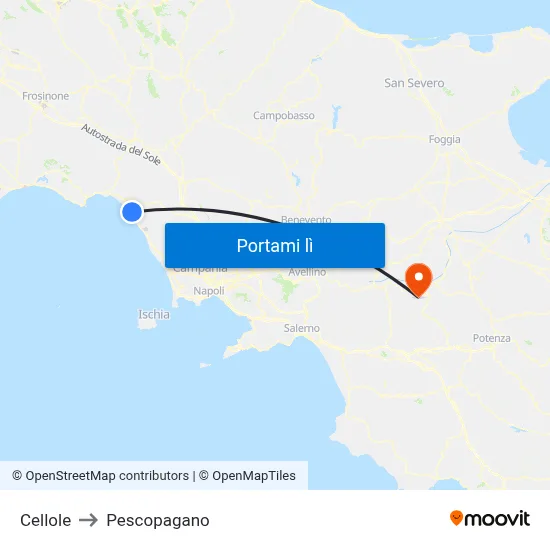 Cellole to Pescopagano map