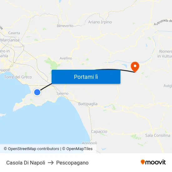 Casola Di Napoli to Pescopagano map