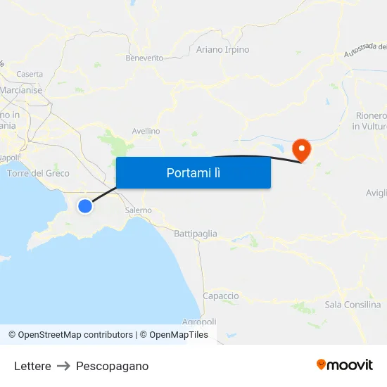 Lettere to Pescopagano map