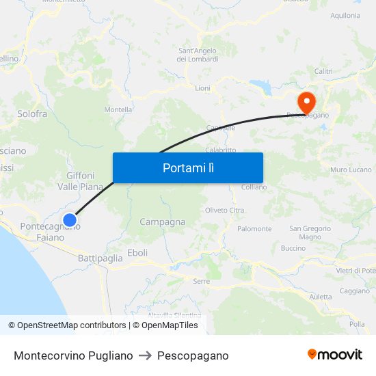 Montecorvino Pugliano to Pescopagano map