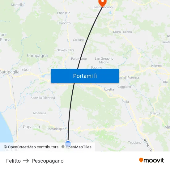 Felitto to Pescopagano map