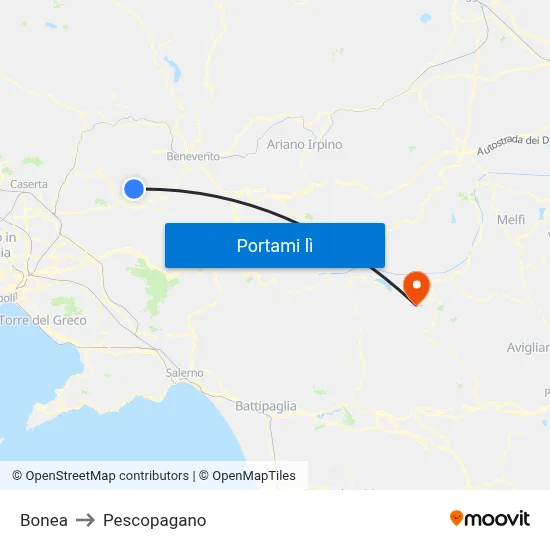Bonea to Pescopagano map