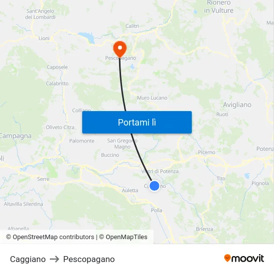 Caggiano to Pescopagano map