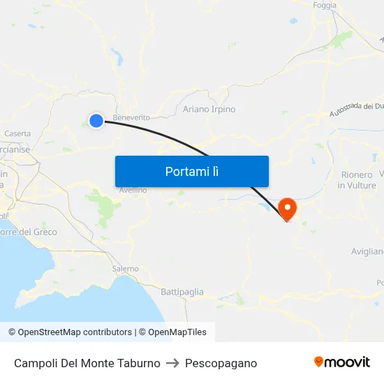 Campoli Del Monte Taburno to Pescopagano map