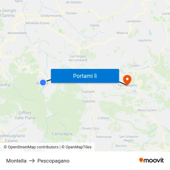 Montella to Pescopagano map