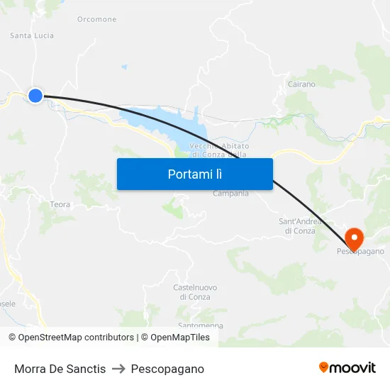 Morra De Sanctis to Pescopagano map