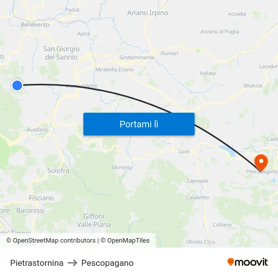 Pietrastornina to Pescopagano map