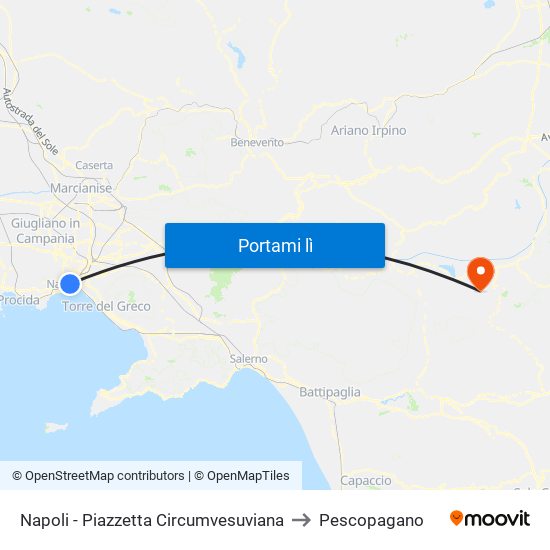Napoli - Piazzetta Circumvesuviana to Pescopagano map