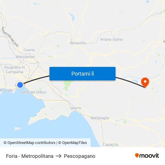 Foria - Metropolitana to Pescopagano map