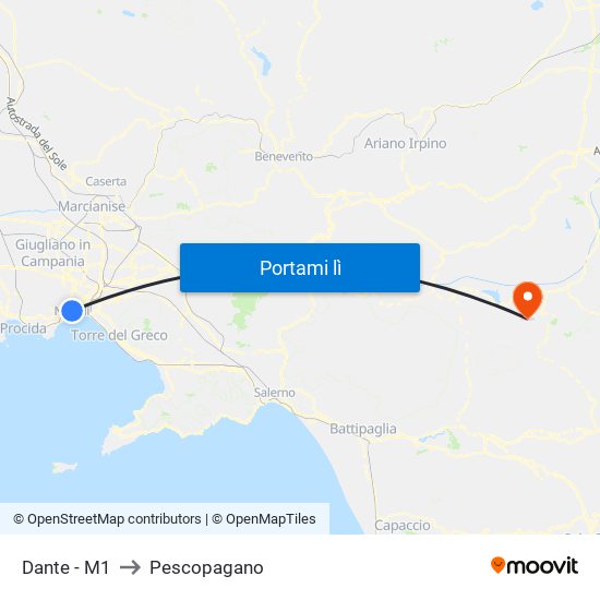Dante - M1 to Pescopagano map